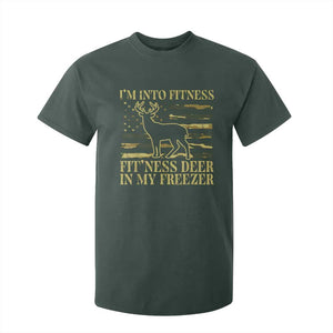 Hunting T Shirt For Kid I'm Into Fitness Fit'ness Deer In My Freezer Camo Flag TS10 Dark Forest Green Print Your Wear