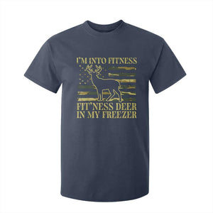 Hunting T Shirt For Kid I'm Into Fitness Fit'ness Deer In My Freezer Camo Flag TS10 Navy Print Your Wear