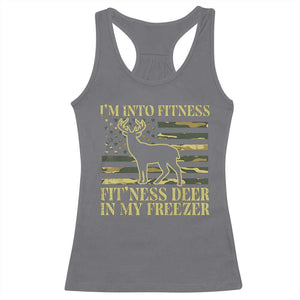 Hunting Racerback Tank Top I'm Into Fitness Fit'ness Deer In My Freezer Camo Flag TS10 Charcoal Print Your Wear