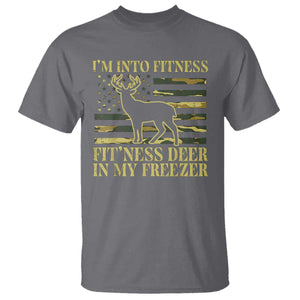 Hunting T Shirt I'm Into Fitness Fit'ness Deer In My Freezer Camo Flag TS10 Charcoal Print Your Wear