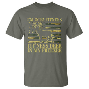 Hunting T Shirt I'm Into Fitness Fit'ness Deer In My Freezer Camo Flag TS10 Military Green Print Your Wear