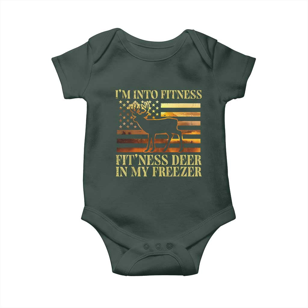 Hunting Baby Onesie I'm Into Fitness Fit'ness Deer In My Freezer American Flag TS10 Print Your Wear