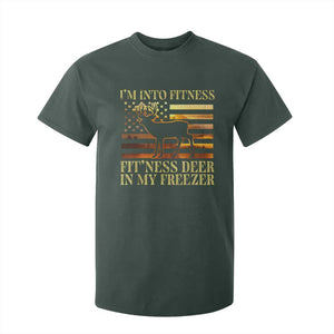 Hunting T Shirt For Kid I'm Into Fitness Fit'ness Deer In My Freezer American Flag TS10 Dark Forest Green Print Your Wear
