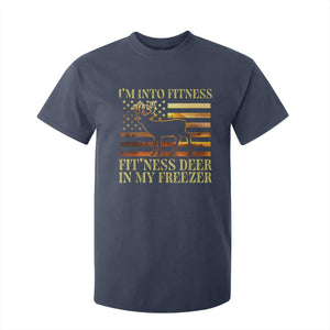 Hunting T Shirt For Kid I'm Into Fitness Fit'ness Deer In My Freezer American Flag TS10 Navy Print Your Wear