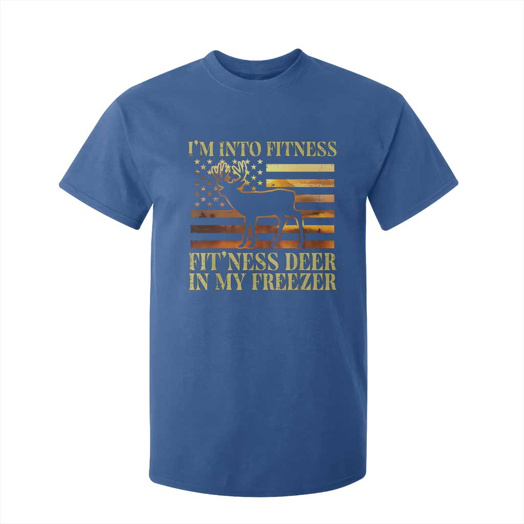 Hunting T Shirt For Kid I'm Into Fitness Fit'ness Deer In My Freezer American Flag TS10 Royal Blue Print Your Wear