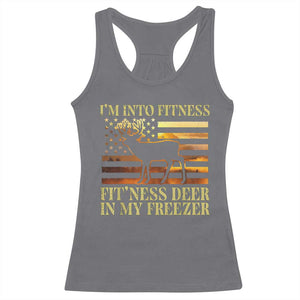 Hunting Racerback Tank Top I'm Into Fitness Fit'ness Deer In My Freezer American Flag TS10 Charcoal Print Your Wear