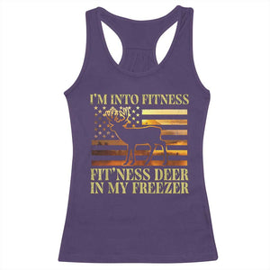 Hunting Racerback Tank Top I'm Into Fitness Fit'ness Deer In My Freezer American Flag TS10 Purple Print Your Wear