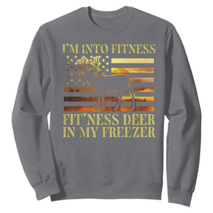 Hunting Sweatshirt I'm Into Fitness Fit'ness Deer In My Freezer American Flag TS10 Charcoal Print Your Wear