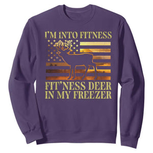 Hunting Sweatshirt I'm Into Fitness Fit'ness Deer In My Freezer American Flag TS10 Purple Print Your Wear