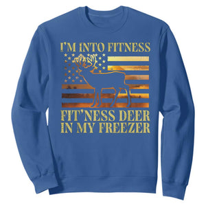 Hunting Sweatshirt I'm Into Fitness Fit'ness Deer In My Freezer American Flag TS10 Royal Blue Print Your Wear