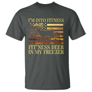 Hunting T Shirt I'm Into Fitness Fit'ness Deer In My Freezer American Flag TS10 Dark Heather Print Your Wear