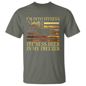 Hunting T Shirt I'm Into Fitness Fit'ness Deer In My Freezer American Flag TS10 Military Green Print Your Wear