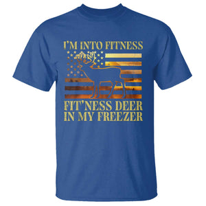 Hunting T Shirt I'm Into Fitness Fit'ness Deer In My Freezer American Flag TS10 Royal Blue Print Your Wear