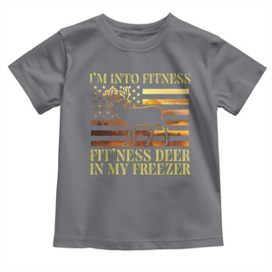 Hunting Toddler T Shirt I'm Into Fitness Fit'ness Deer In My Freezer American Flag TS10 Charcoal Print Your Wear