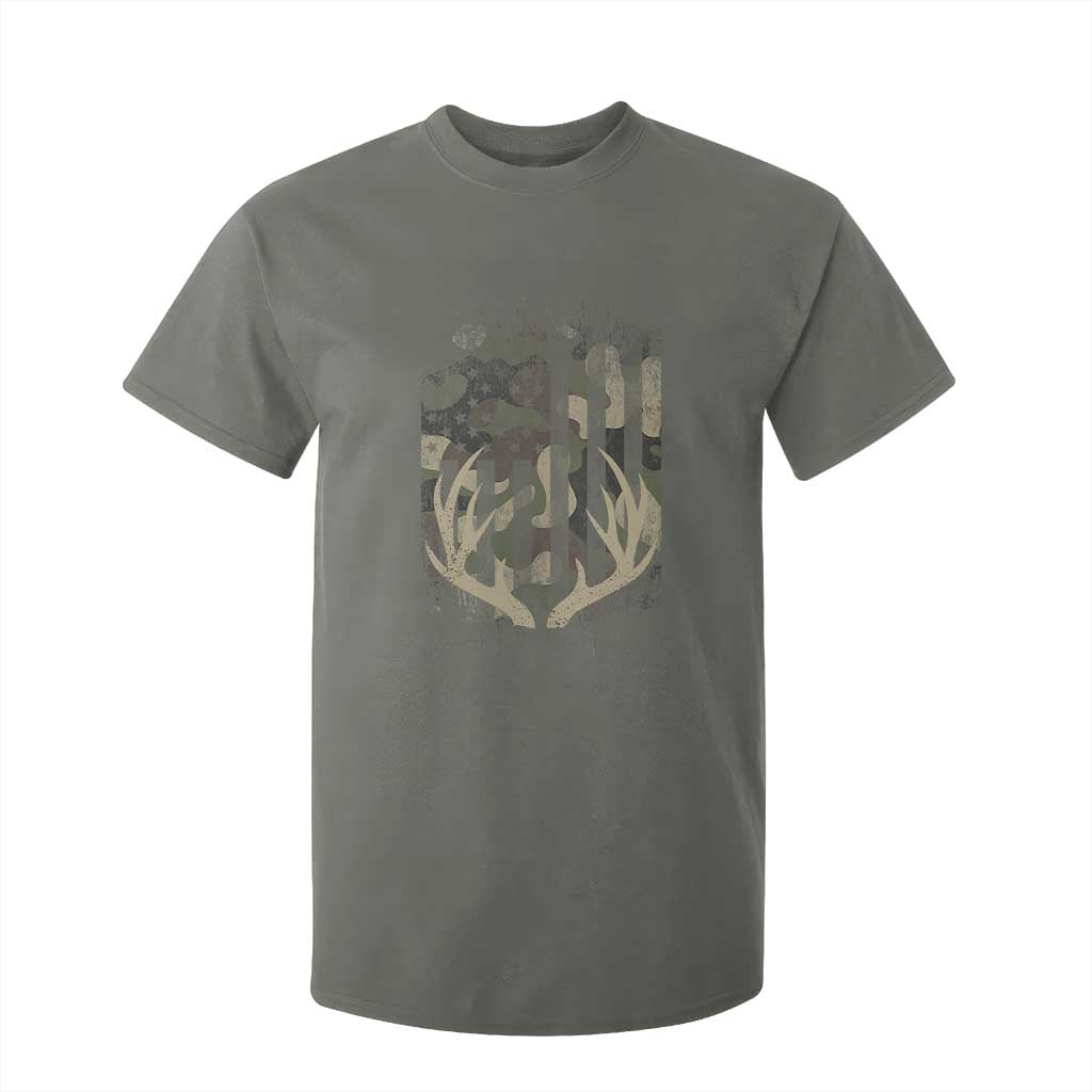 Deer Hunting American Flag T Shirt For Kid TS10 Military Green Print Your Wear