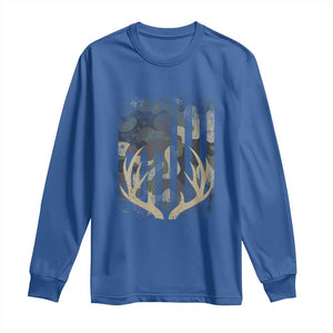 Deer Hunting American Flag Long Sleeve Shirt TS10 Royal Blue Print Your Wear
