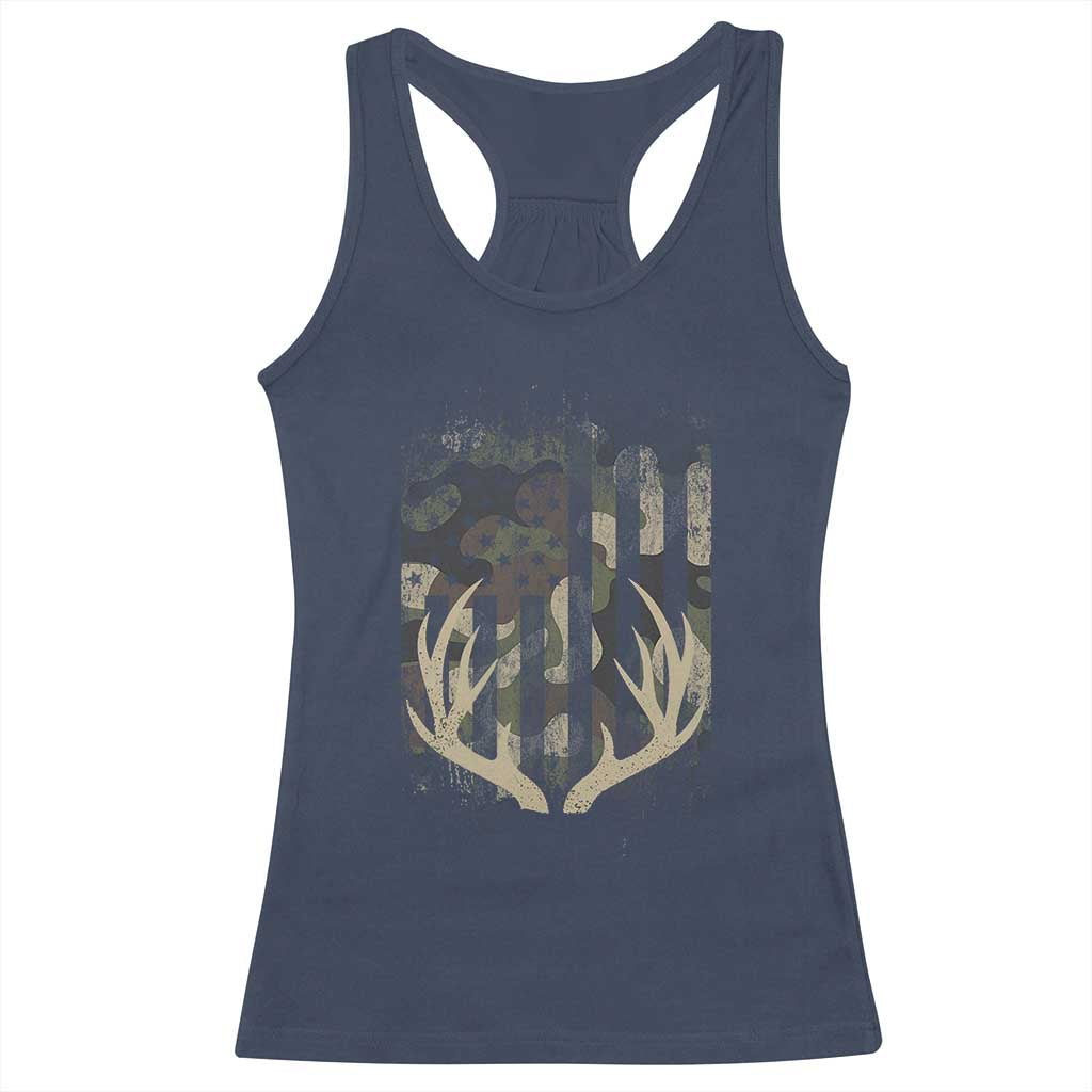 Deer Hunting American Flag Racerback Tank Top TS10 Navy Print Your Wear