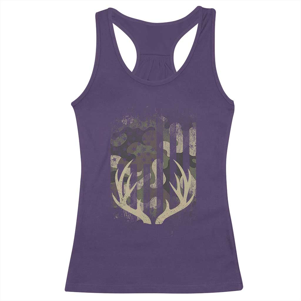 Deer Hunting American Flag Racerback Tank Top TS10 Purple Print Your Wear
