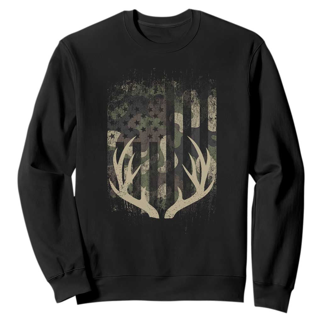 Deer Hunting American Flag Sweatshirt TS10 Black Print Your Wear