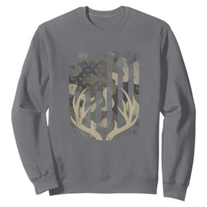 Deer Hunting American Flag Sweatshirt TS10 Charcoal Print Your Wear