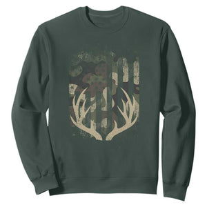 Deer Hunting American Flag Sweatshirt TS10 Dark Forest Green Print Your Wear