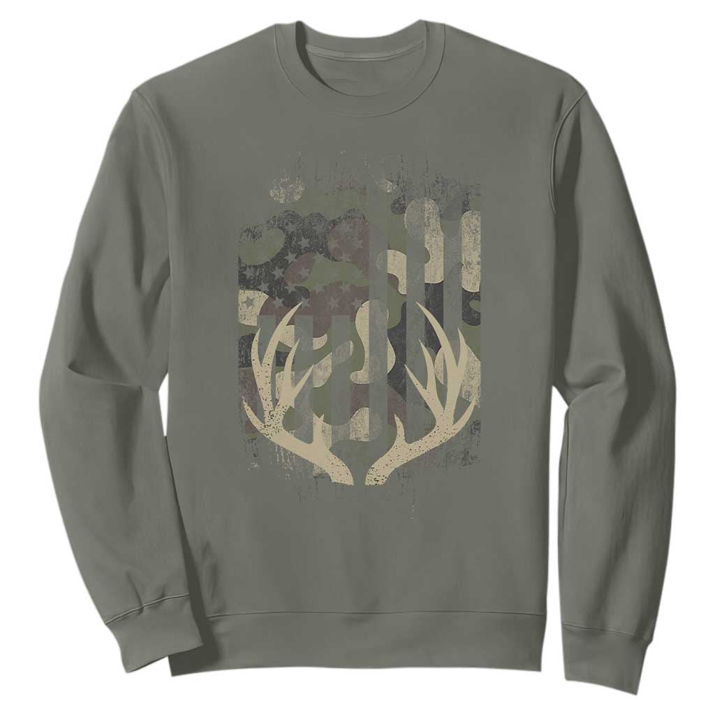 Deer Hunting American Flag Sweatshirt TS10 Military Green Print Your Wear