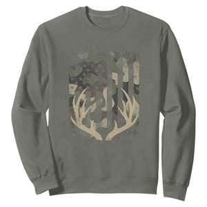 Deer Hunting American Flag Sweatshirt TS10 Military Green Print Your Wear
