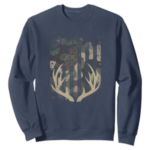 Deer Hunting American Flag Sweatshirt TS10 Navy Print Your Wear