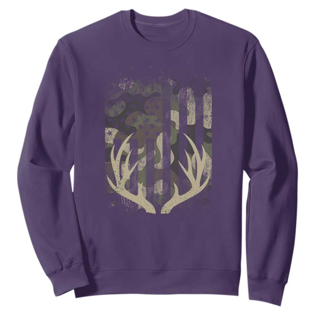 Deer Hunting American Flag Sweatshirt TS10 Purple Print Your Wear