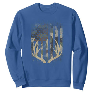 Deer Hunting American Flag Sweatshirt TS10 Royal Blue Print Your Wear