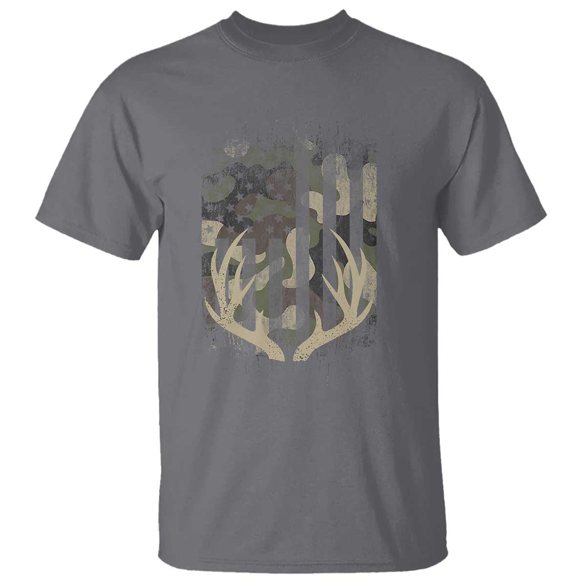 Deer Hunting American Flag T Shirt TS10 Charcoal Print Your Wear
