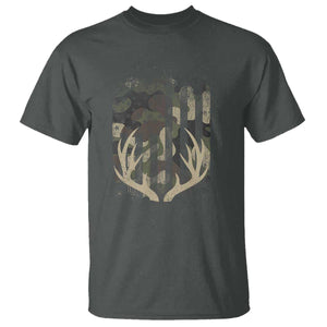 Deer Hunting American Flag T Shirt TS10 Dark Heather Print Your Wear