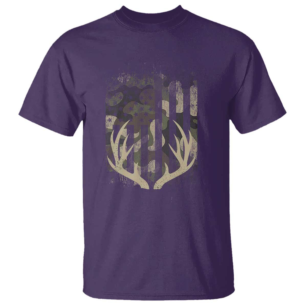 Deer Hunting American Flag T Shirt TS10 Purple Print Your Wear