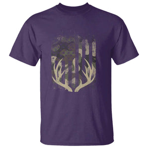 Deer Hunting American Flag T Shirt TS10 Purple Print Your Wear