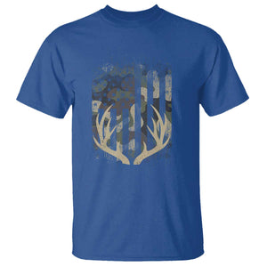 Deer Hunting American Flag T Shirt TS10 Royal Blue Print Your Wear