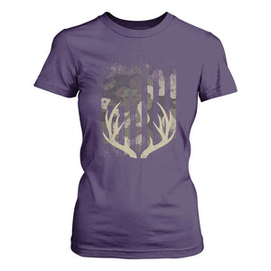 Deer Hunting American Flag T Shirt For Women TS10 Purple Print Your Wear