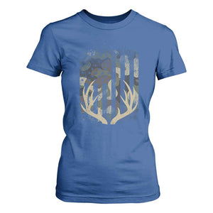 Deer Hunting American Flag T Shirt For Women TS10 Royal Blue Print Your Wear