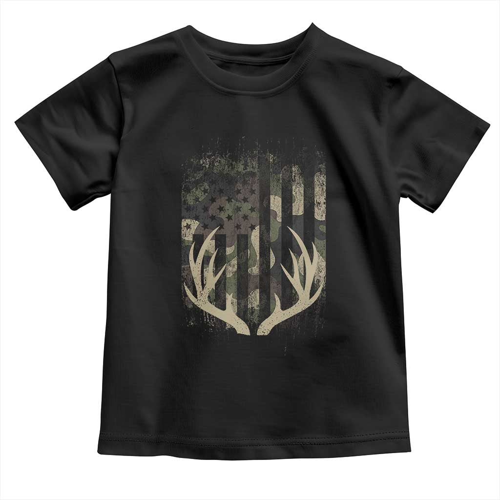 Deer Hunting American Flag Toddler T Shirt TS10 Black Print Your Wear