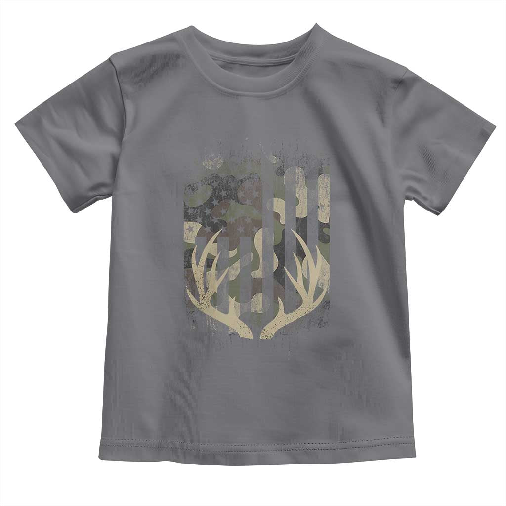 Deer Hunting American Flag Toddler T Shirt TS10 Charcoal Print Your Wear
