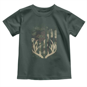 Deer Hunting American Flag Toddler T Shirt TS10 Dark Forest Green Print Your Wear