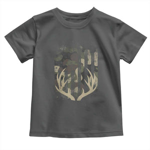 Deer Hunting American Flag Toddler T Shirt TS10 Dark Heather Print Your Wear