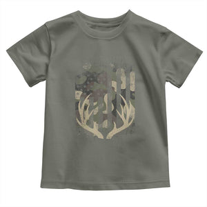 Deer Hunting American Flag Toddler T Shirt TS10 Military Green Print Your Wear
