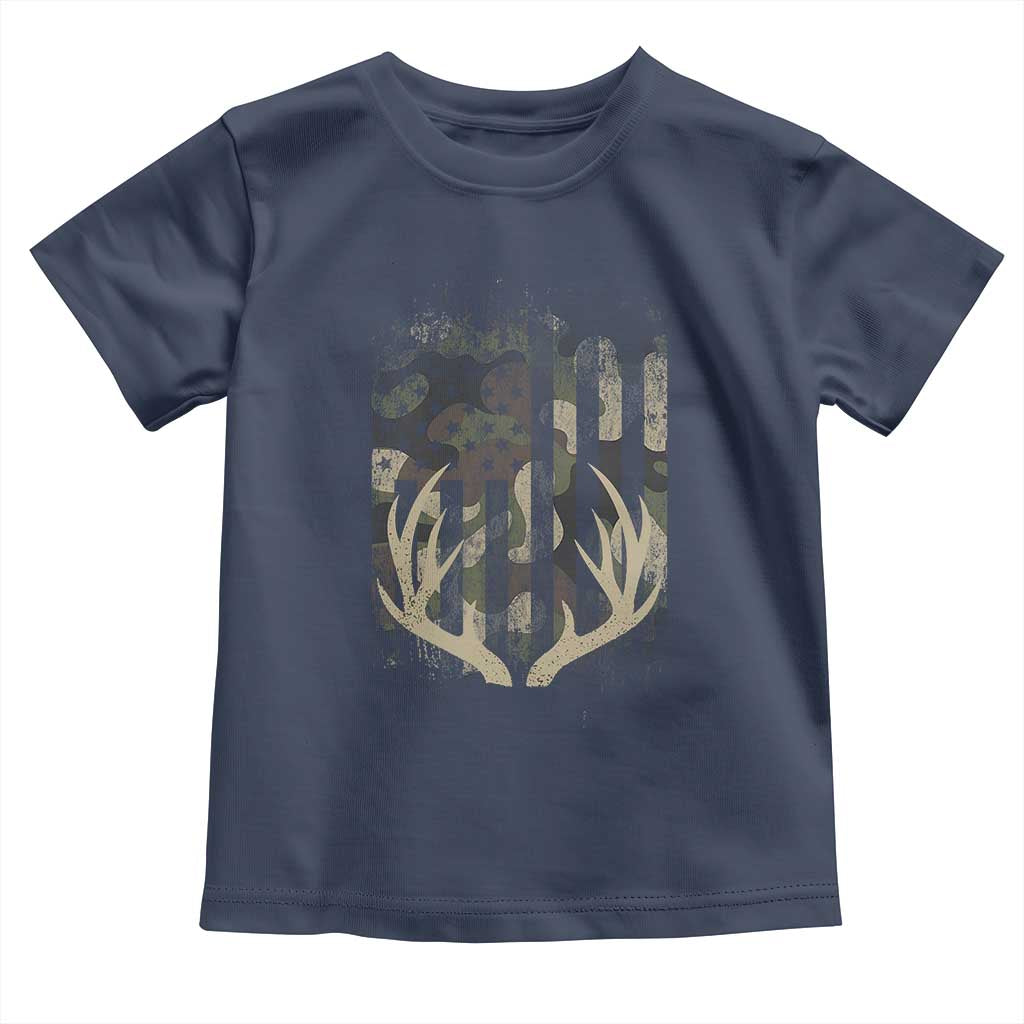 Deer Hunting American Flag Toddler T Shirt TS10 Navy Print Your Wear