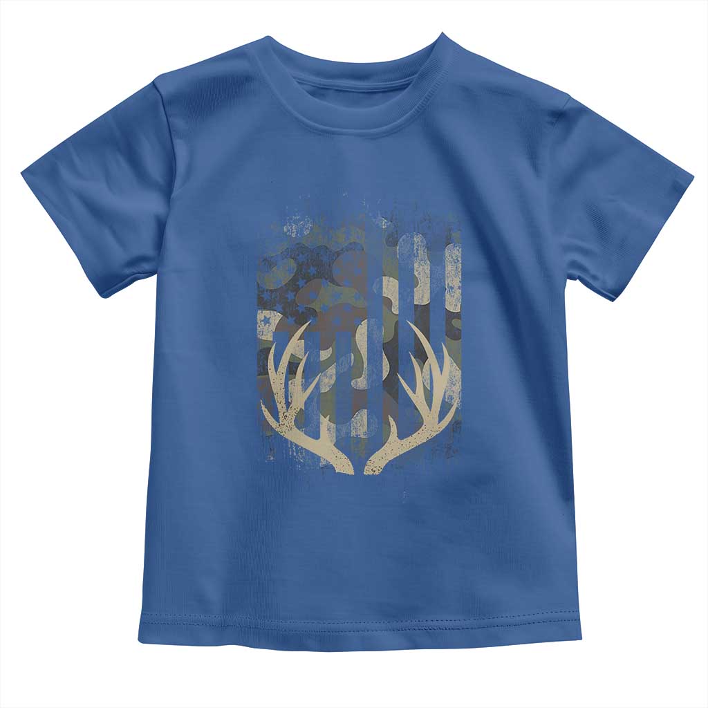 Deer Hunting American Flag Toddler T Shirt TS10 Royal Blue Print Your Wear