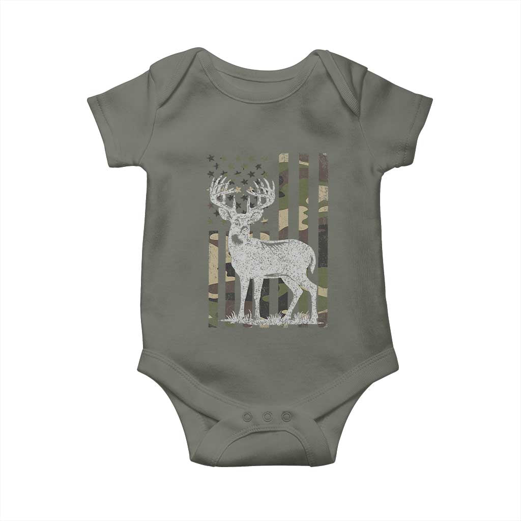 Deer Hunting American Camouflage Flag Baby Onesie TS10 Military Green Print Your Wear