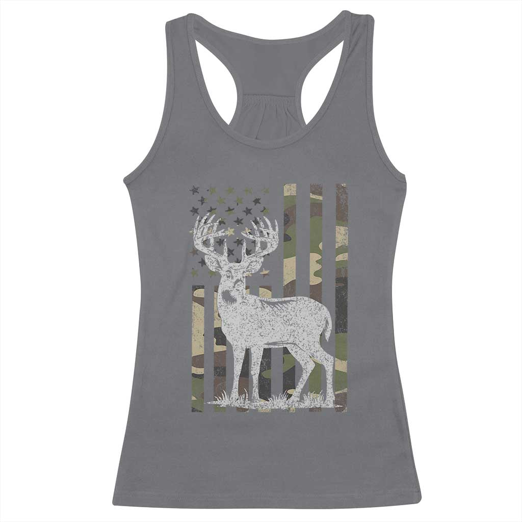 Deer Hunting American Camouflage Flag Racerback Tank Top TS10 Charcoal Print Your Wear