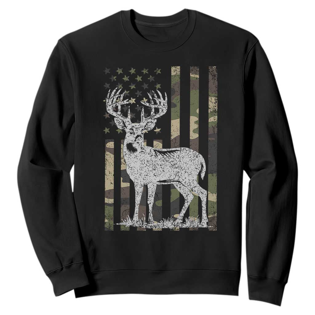 Deer Hunting American Camouflage Flag Sweatshirt TS10 Black Print Your Wear
