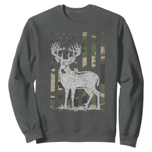 Deer Hunting American Camouflage Flag Sweatshirt TS10 Dark Heather Print Your Wear