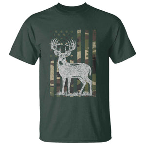 Deer Hunting American Camouflage Flag T Shirt TS10 Dark Forest Green Print Your Wear