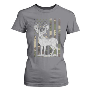 Deer Hunting American Camouflage Flag T Shirt For Women TS10 Charcoal Print Your Wear
